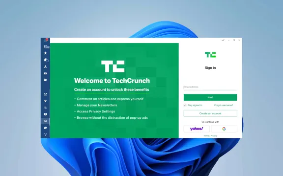 Techcrunch Desktop app screenshot
