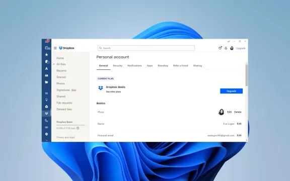 Dropbox Desktop app on windows