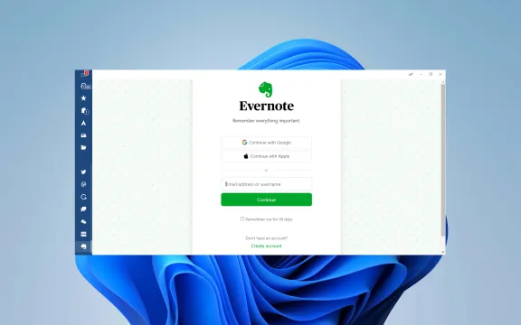 Evernote Desktop app on windows
