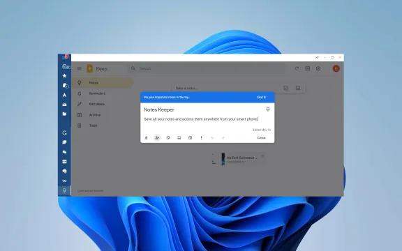 Google Keep Desktop app on windows