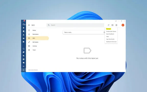 Google Keep Desktop app screenshot
